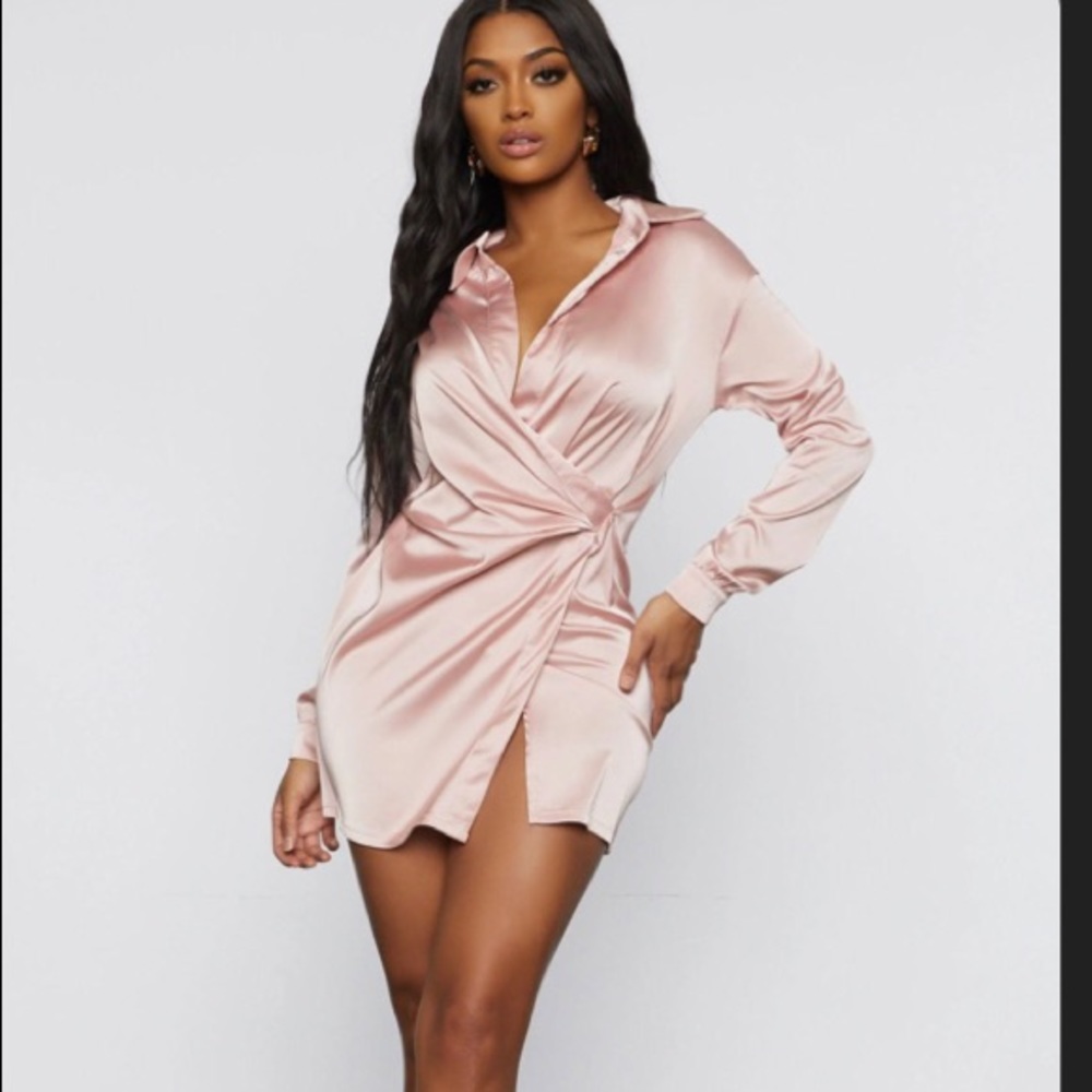 HONEYBUM Mauve Satin Dress